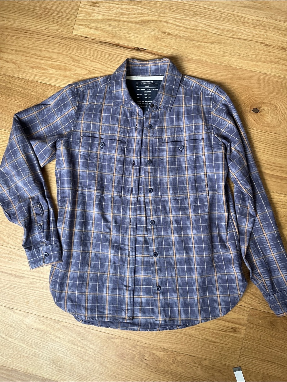 Rei Cooperative Women’s Purple and Tan Plaid Button-Down Shirt size XS